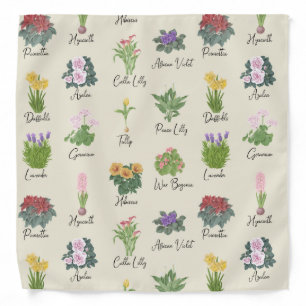 House Plants and their Names - Cute Minimal Modern Bandana