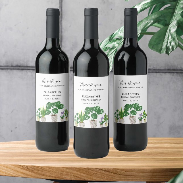 House Plants Bridal Shower Greenery Custom Wine Label (Creator Uploaded)