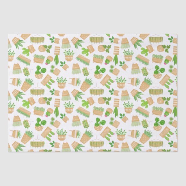 House Plants Cactus on White Tissue Paper (Front)