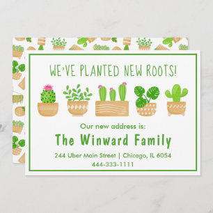 House Plants Cactus White New Home Announcement