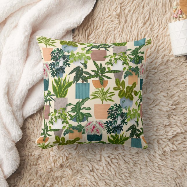 House Plants Throw Pillow (Blanket)