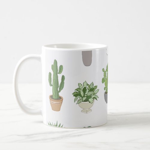 House plants vintage doodle pattern coffee mug