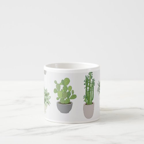 House plants vintage doodle pattern espresso cup
