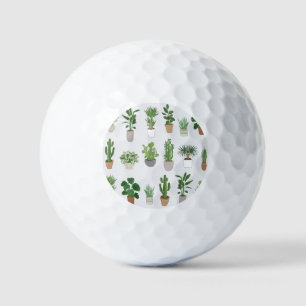 House plants, vintage doodle pattern golf balls