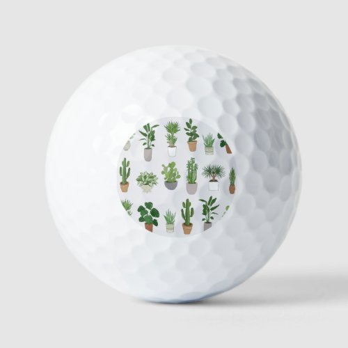 House plants vintage doodle pattern golf balls