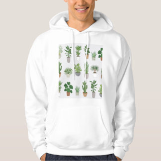 House plants, vintage doodle pattern hoodie