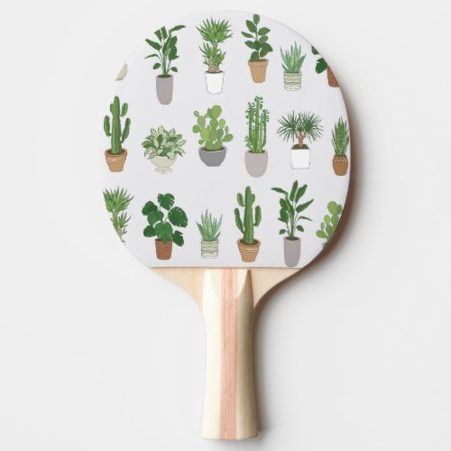 House plants vintage doodle pattern ping pong paddle
