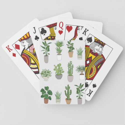House plants vintage doodle pattern playing cards
