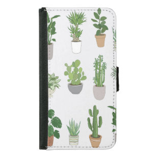 House plants, vintage doodle pattern samsung galaxy s5 wallet case