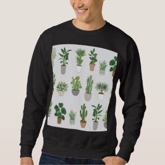 House plants, vintage doodle pattern sweatshirt