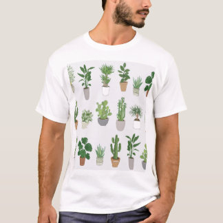 House plants, vintage doodle pattern T-Shirt