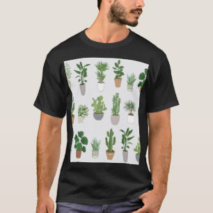 House plants, vintage doodle pattern T-Shirt