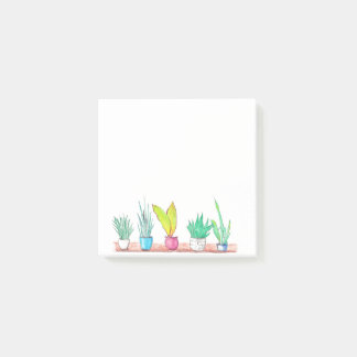 House plants watercolour art post-it notes