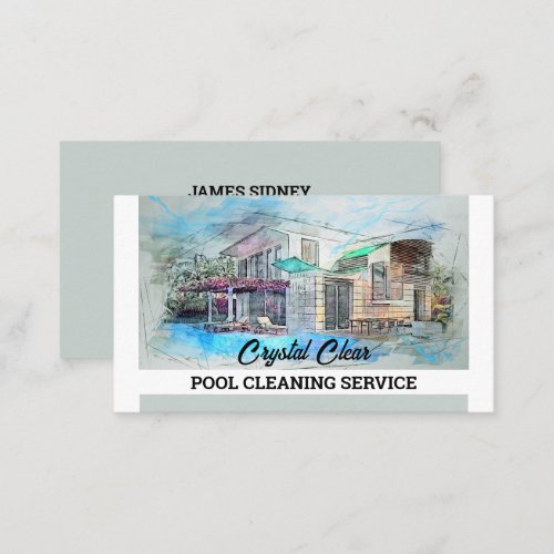 House Pool Sketch Swimming Pool Cleaner Business Card