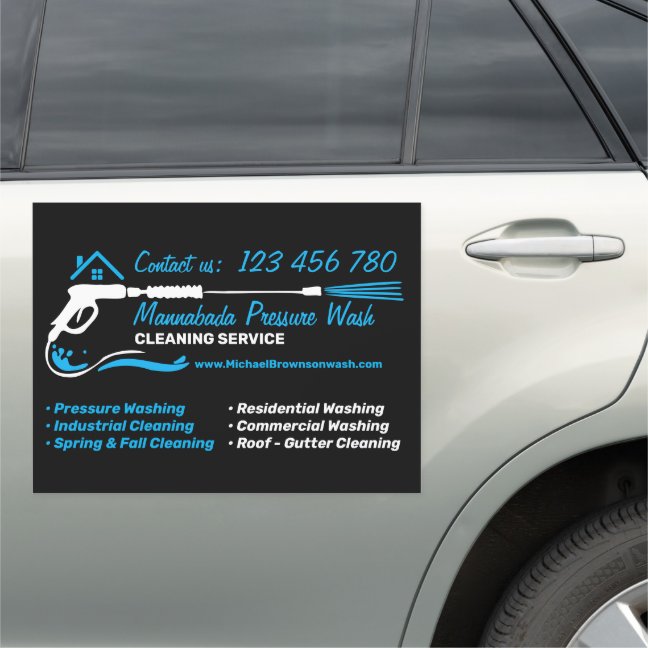 House Pressure Washing Logo Black Power Wash Car Magnet