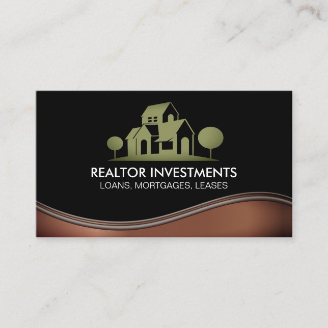 House Property Logo | Metal Wave Business Card (Front)