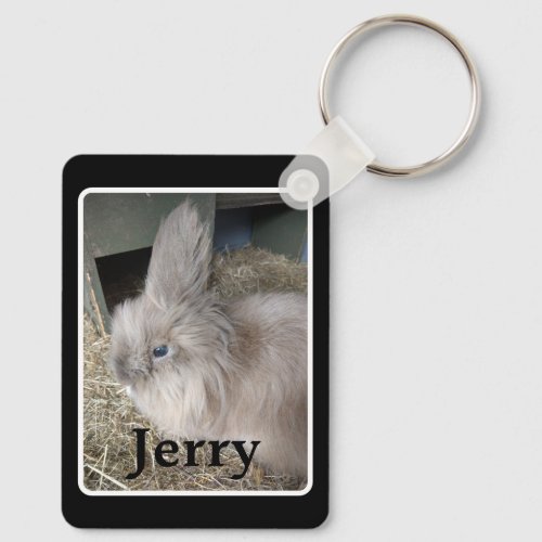 House Rabbit Memorial Photo Black Keepsake Metal Keychain