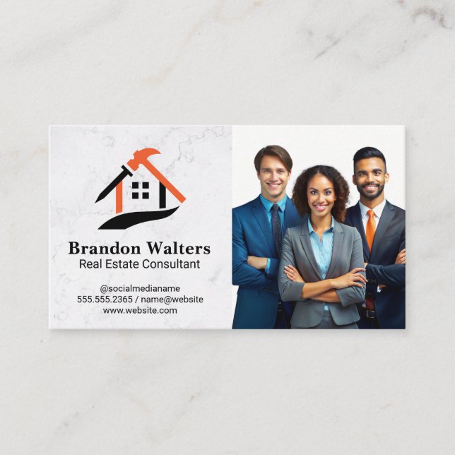 House Renovations Logo | Business Firm Business Card (Front)