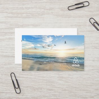 House Rental Beach Picture And Logo Airbnb Busines Business Card by Momoms at Zazzle