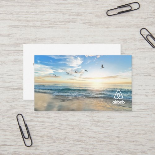House rental beach picture and logo Airbnb Busines Business Card
