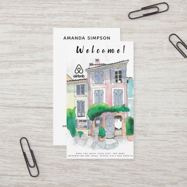 House rental picture and logo Airbnb Business Card (Front/Back In Situ)