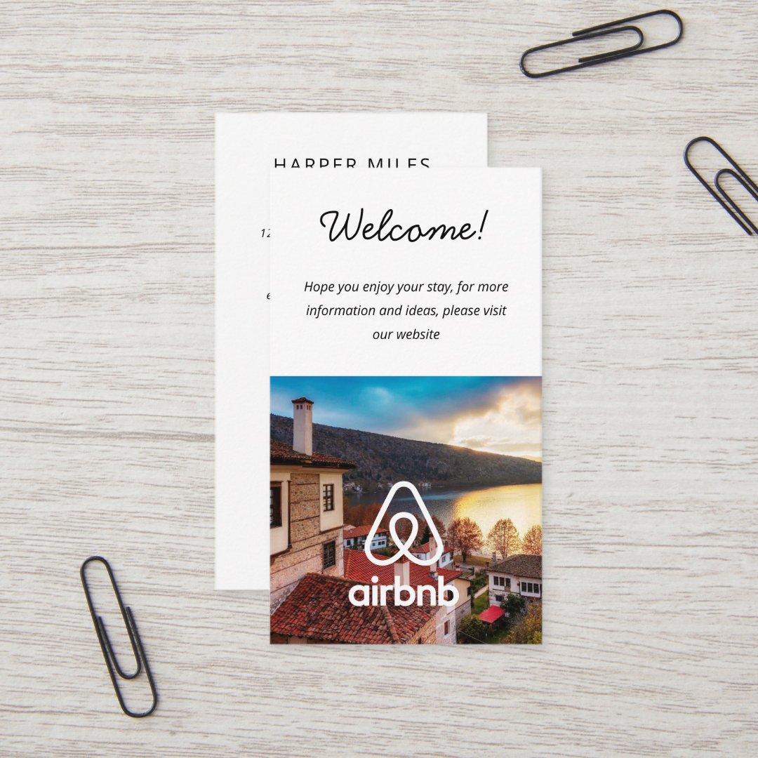 House rental picture and logo Airbnb QR Business Card | Zazzle