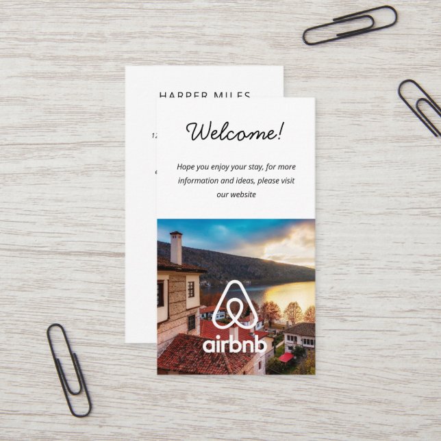 House rental picture and logo Airbnb QR Business Card (Front/Back In Situ)