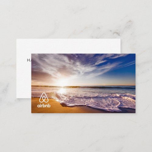 House rental sunset beach picture and logo Airbnb  Business Card