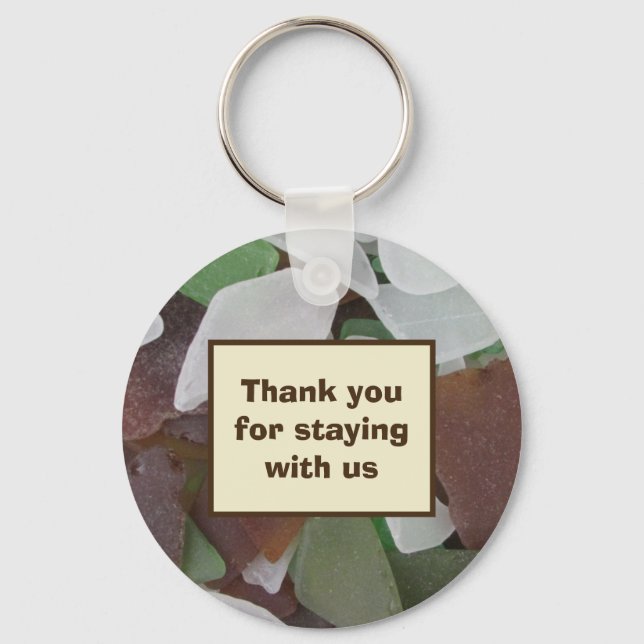 House Rental Vacation Home Sea Glass Guest Key Keychain (Front)