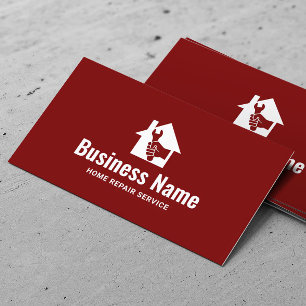 House Repair Logo Plain Red Handyman Business Card