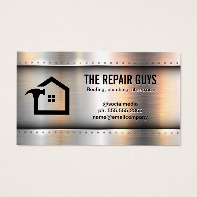 House Repair Metallic Background with Rivets (Front)