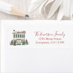 House Return Address Label<br><div class="desc">The cute winter return address label features a beautiful hand-painted watercolor colonial house,  Christmas trees,  and a snowman. Easily personalize with your name and address.</div>