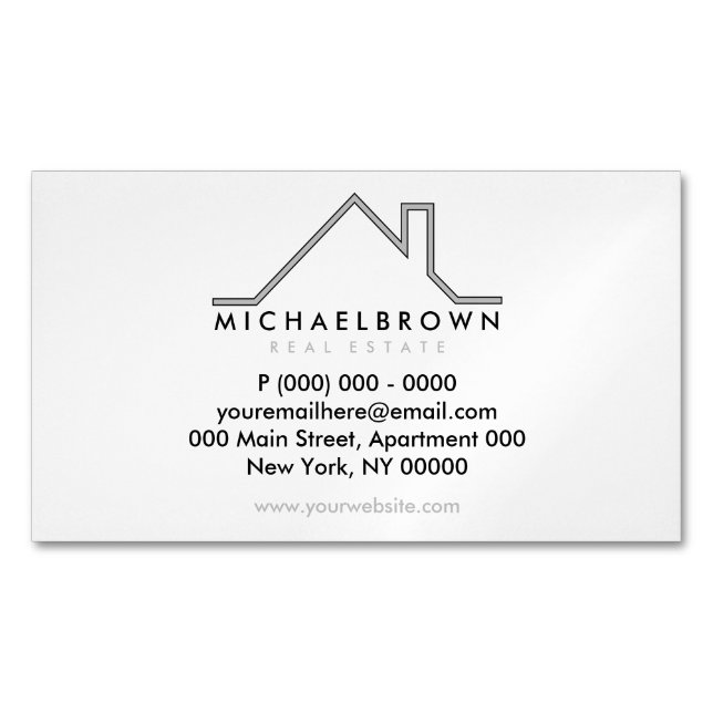 House Roof Gray Black Business Card Magnet (Front)