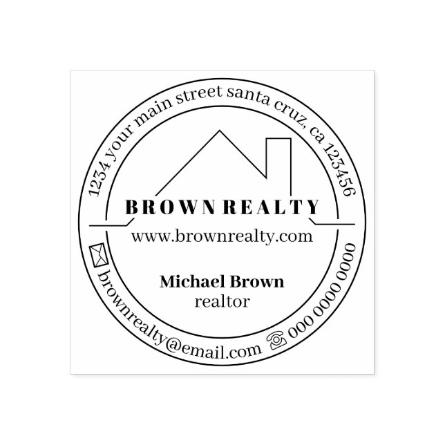 House Roof in Circle Rubber Stamp (Imprint)