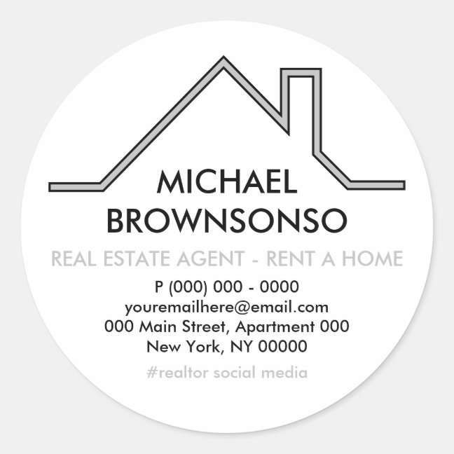 House Roof Logo Real estate agent Business Classic Round Sticker