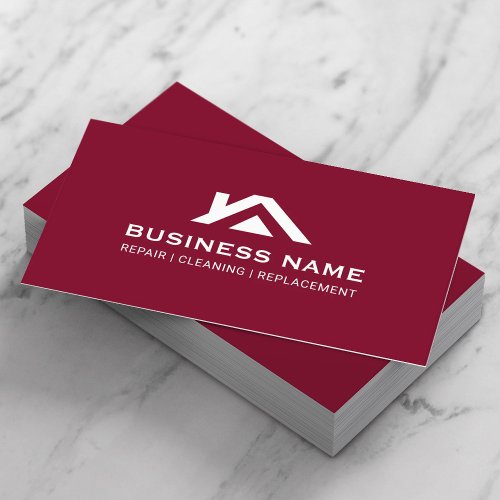 House Roof Logo Real Estate Realtor Burgundy Red Business Card
