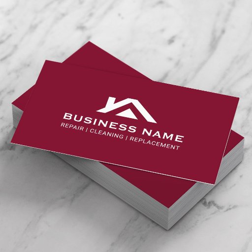 Customizable House Roof Logo Real Estate Realtor Burgundy Red Business Card
