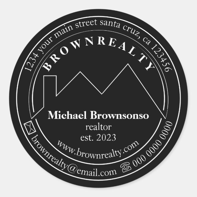 House Roof Outlined Logo Real Estate Agent simply Classic Round Sticker