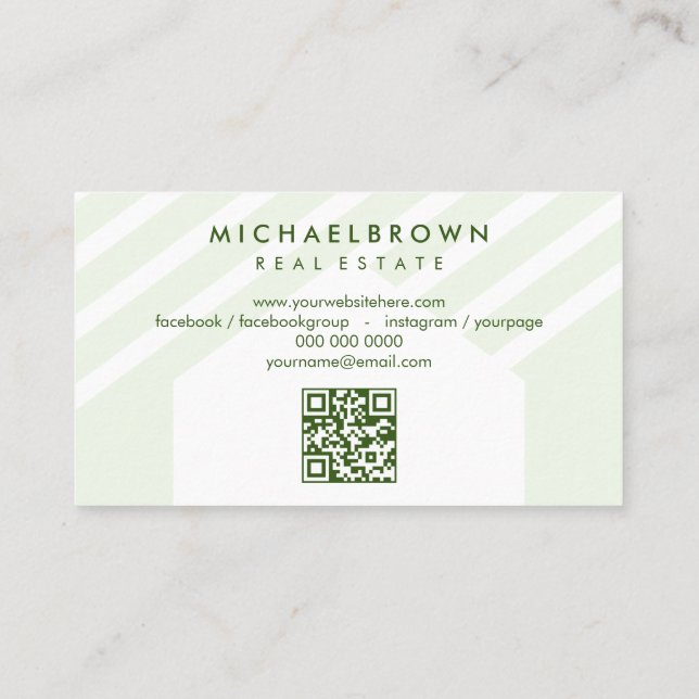 House Roof Real Estate Qr Code Business Card (Back)