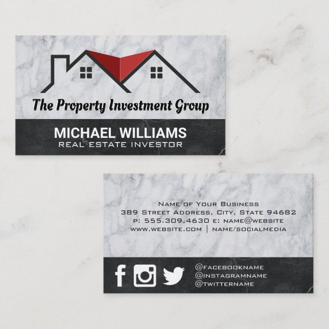 House Roofs | Real Estate Logo Business Card (Front/Back)