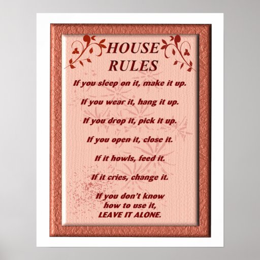 House Rules Posters, House Rules Prints, Art Prints, Poster Designs