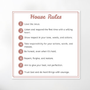 House Rules Christian Wall Art - 10x10 Canvas