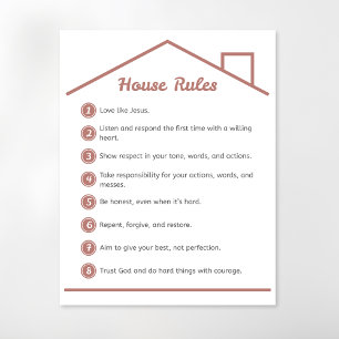 House Rules Christian Wall Art -  11x14 Canvas
