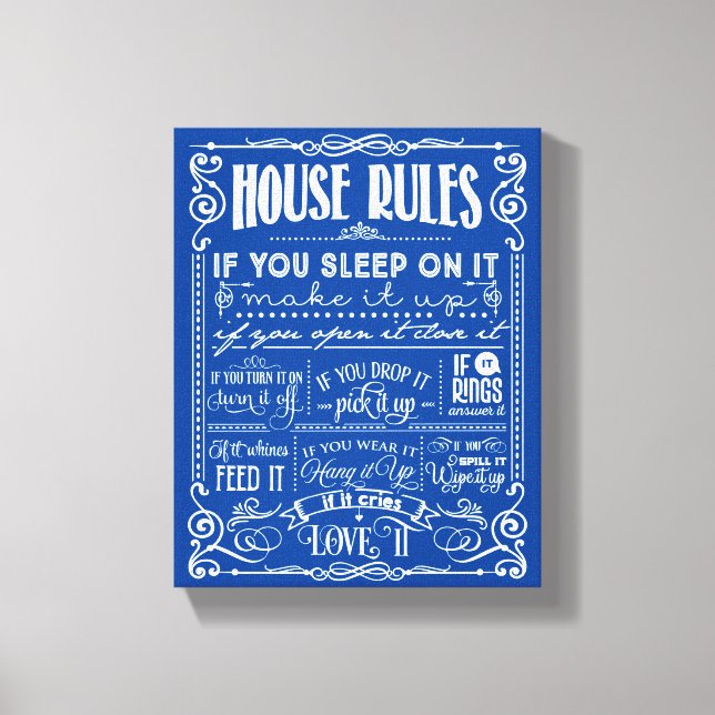 House Rules Decorative Canvas Print (Front)
