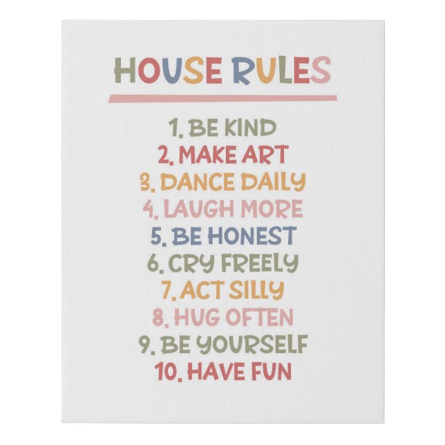 House Rules Faux Canvas Print (Front)