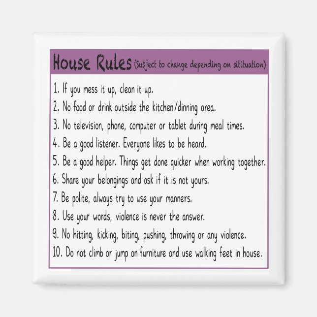 House Rules Magnet (Front)