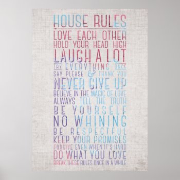 House Rules Poster by cranberrydesign at Zazzle