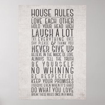 House Rules Poster by cranberrydesign at Zazzle