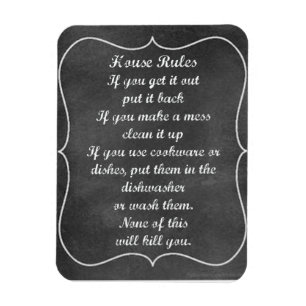 House Rules Vintage Chalkboard Style Magnet