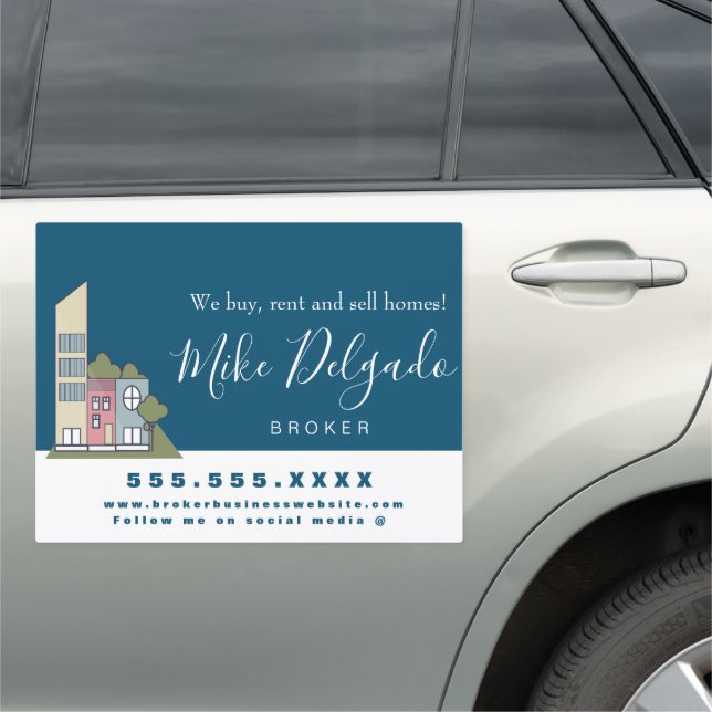 House Sales Rental  Broker Business Building Logo Car Magnet (In Situ)